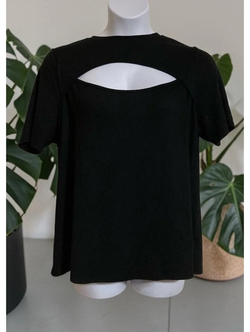 Women Ava&Viv Black Short Sleeve Pullover Polyester Blend Blouse Sz 2X